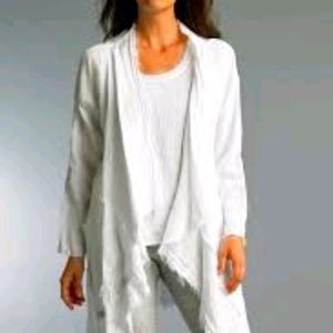 TEMPO PARIS LINEN OPEN LONG CARDIGAN 6425A WHITE